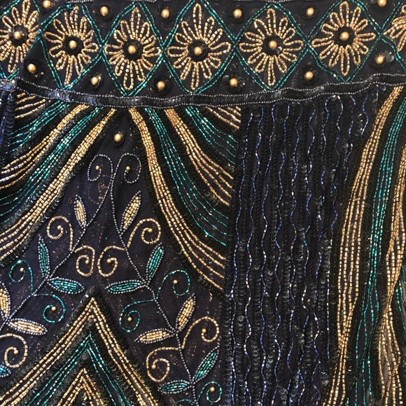 UNIQUE VINTAGE NWT peacock blue flapper dress 2x - Picture 5 of 9